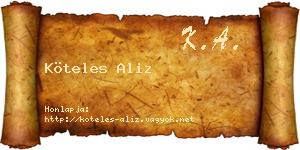 Köteles Aliz névjegykártya